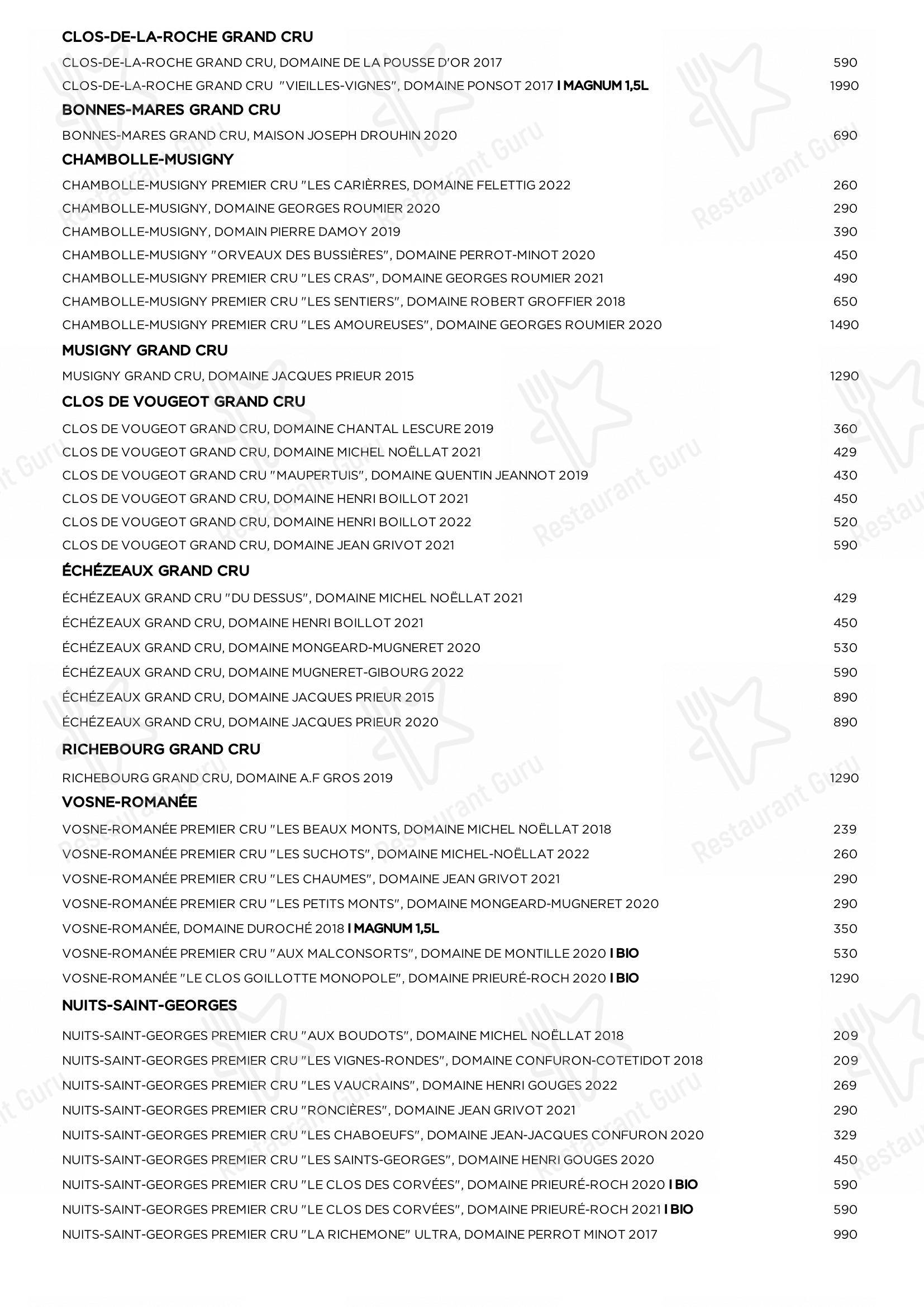 Menu pour Restaurant Brigitte - Основное меню