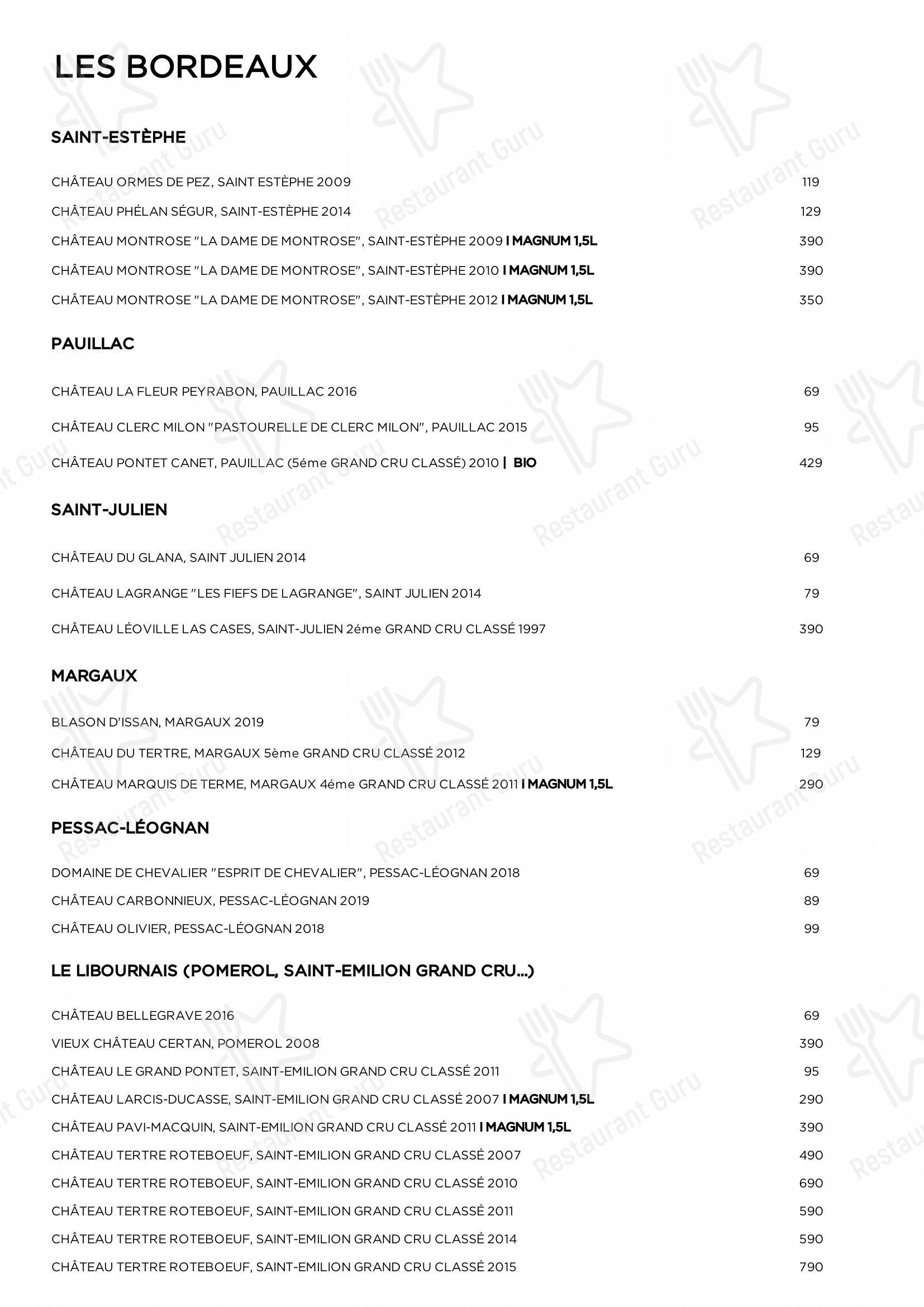 Menu pour Restaurant Brigitte - Коктейльная карта