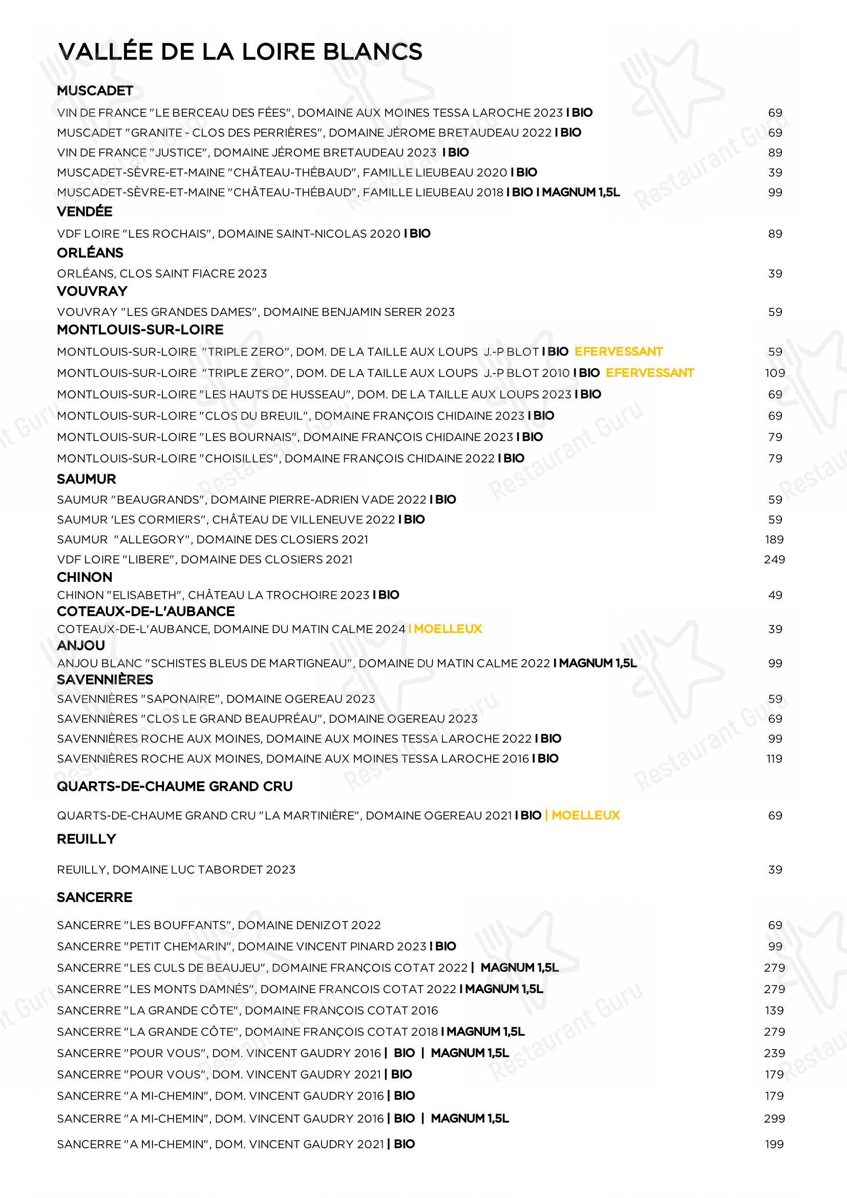 Основное меню pour Restaurant Brigitte restaurant