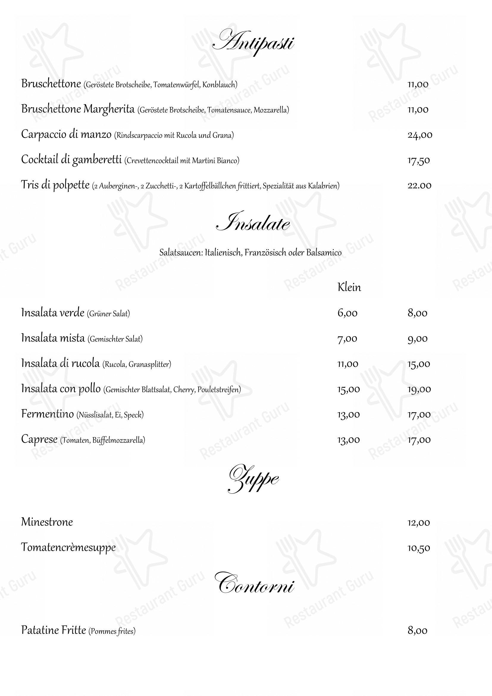 Menu per Restaurant La Fonte pizzeria