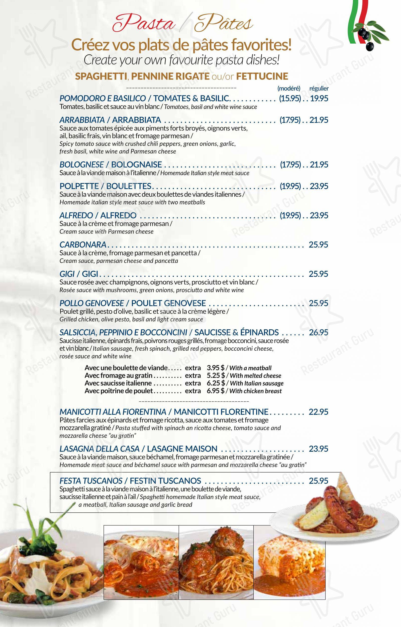 Крафт меню pour Restaurant Tuscanos restaurant
