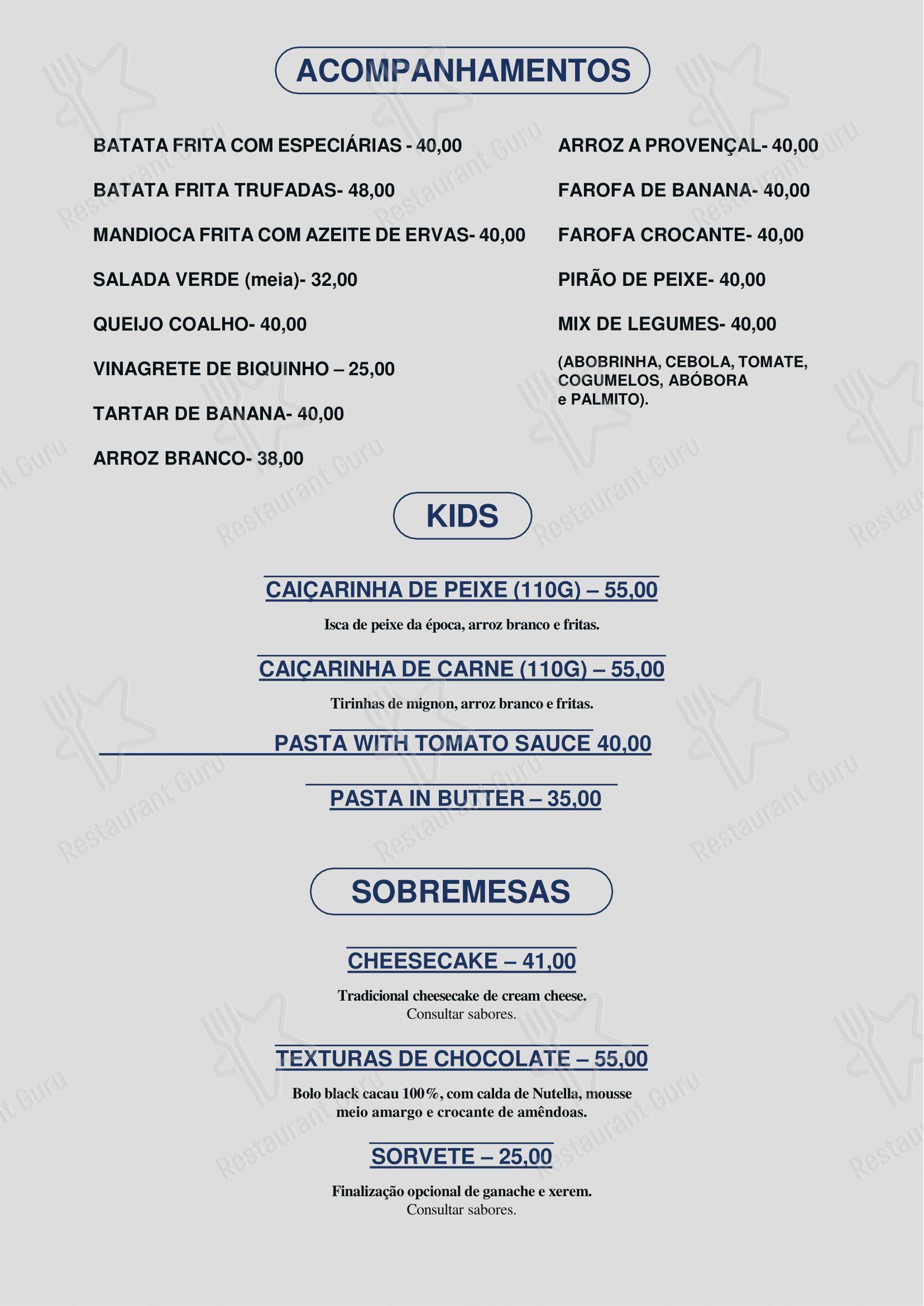 Restaurante Barco Ilhas em São Sebastião - Menu
