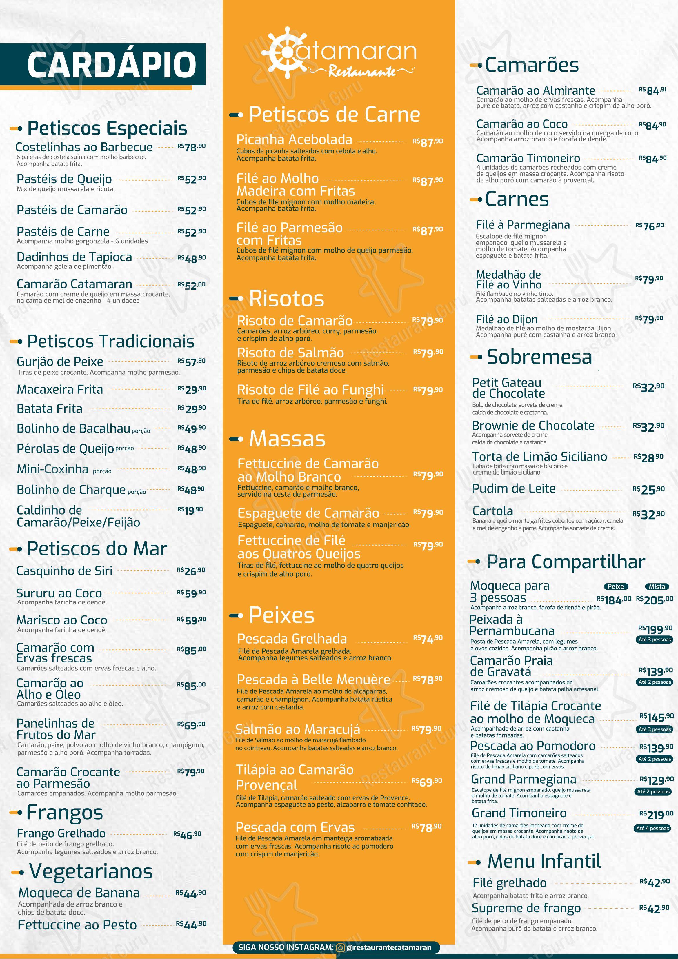 Restaurante Catamaran em Recife - Menu