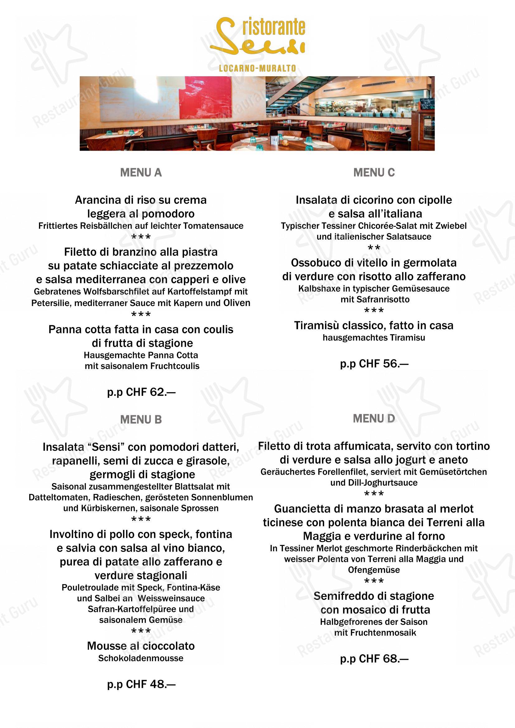 Ristorante Sensi in Muralto - 菜单