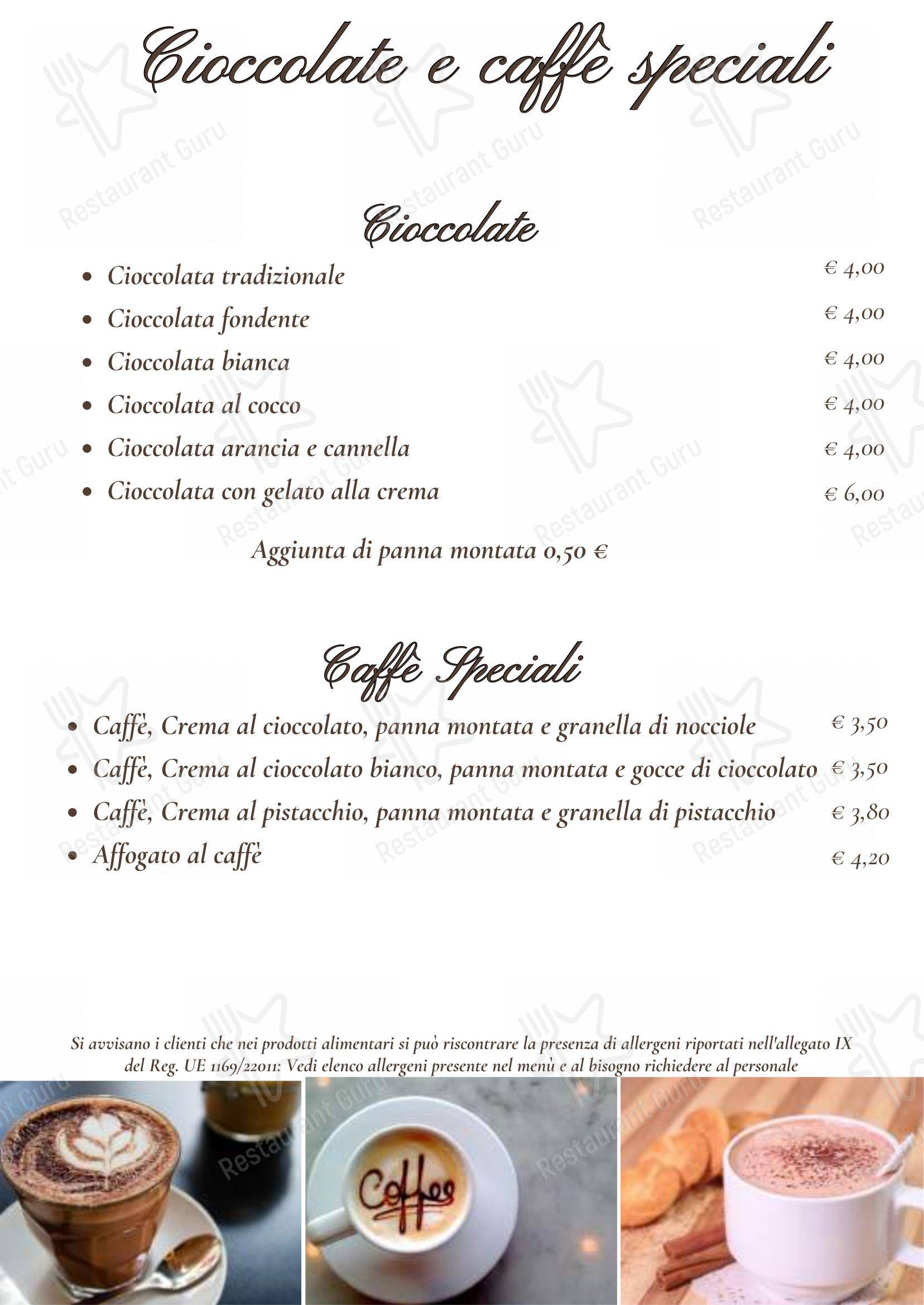 Menu bar per SESAMO, Caffetteria, Panetteria, Colazioni, Pranzi, Aperitivi ristorante