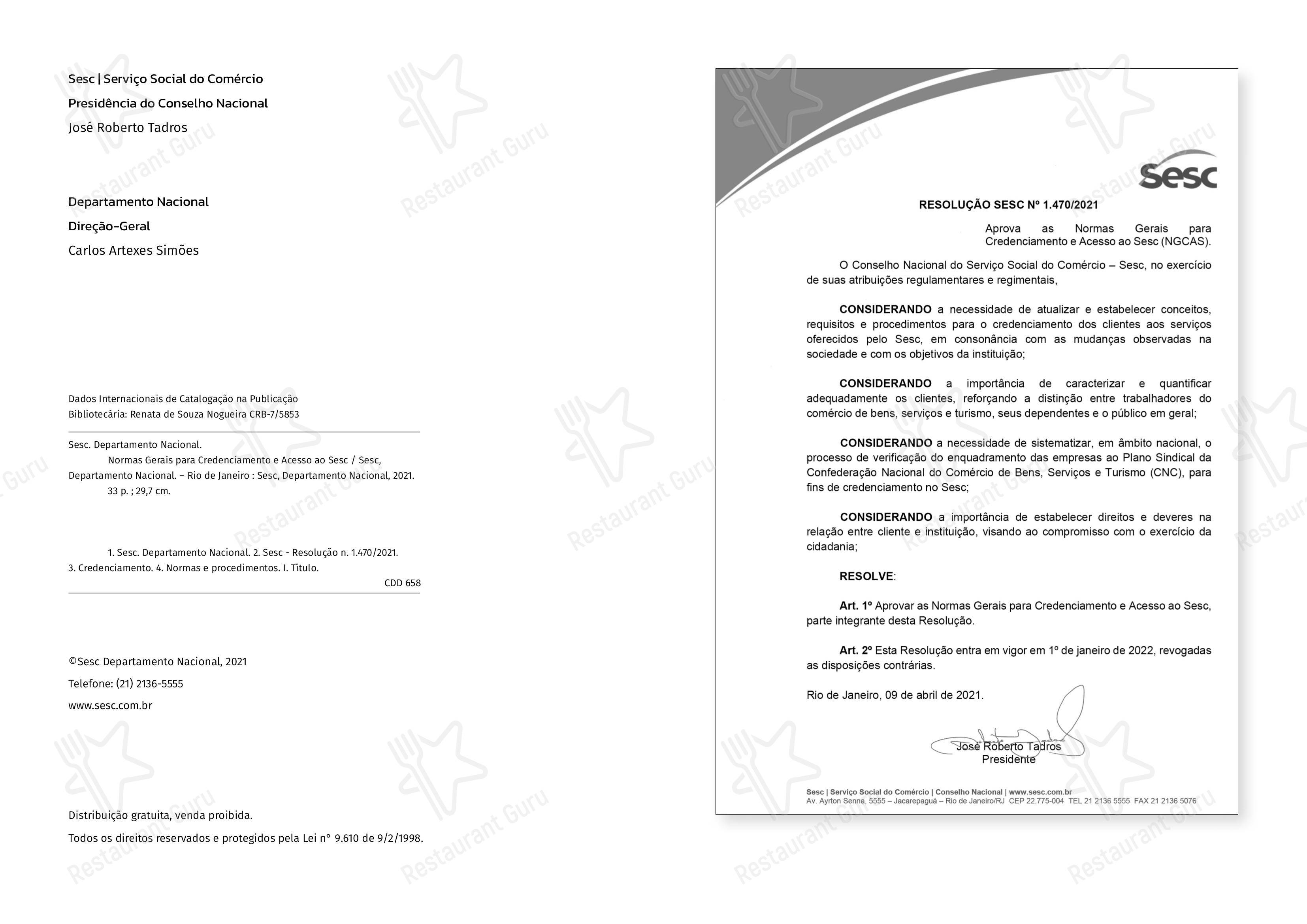 SESC Centro Histórico em Porto Alegre - 菜单