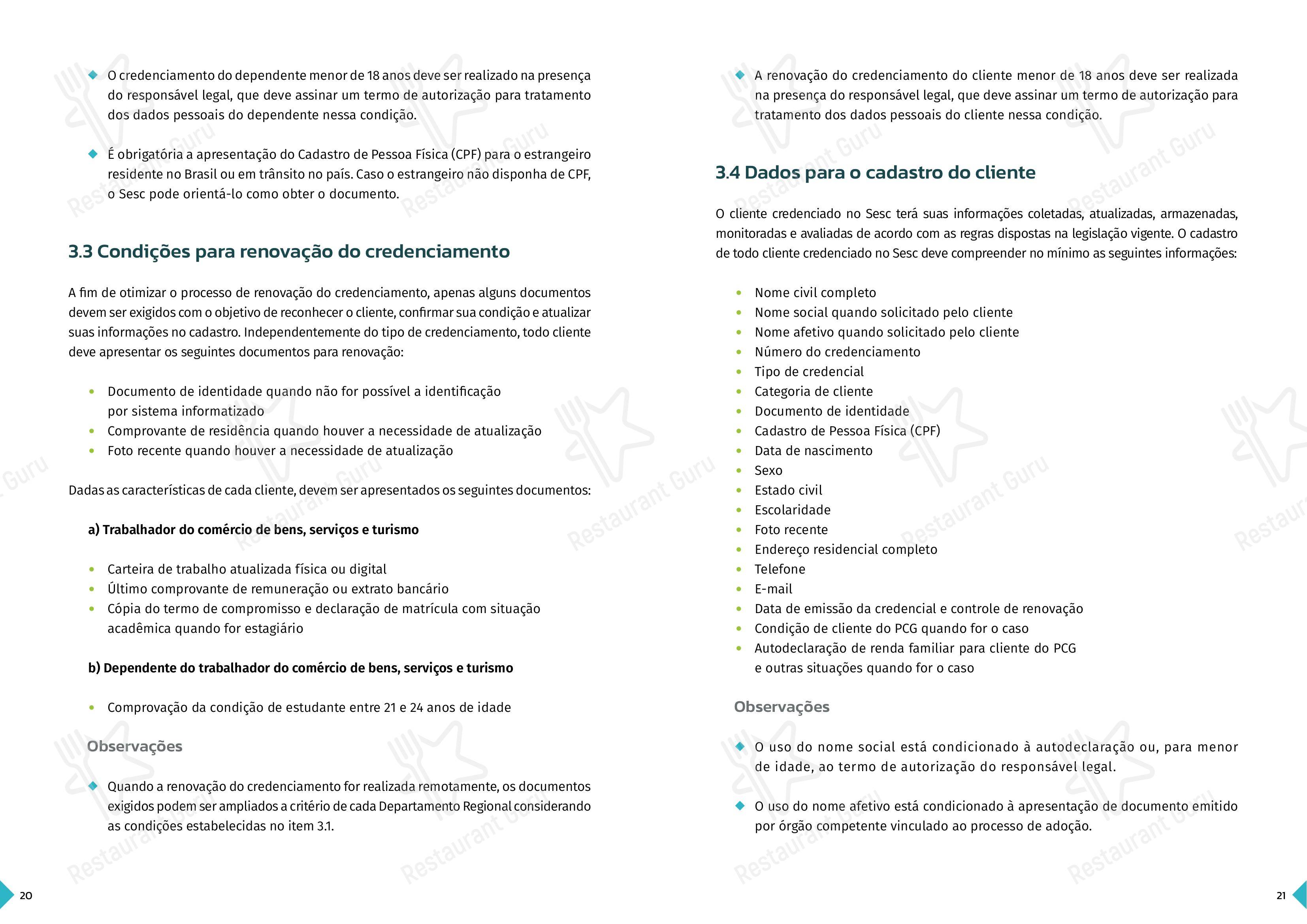 菜单 para SESC Centro Histórico em Porto Alegre