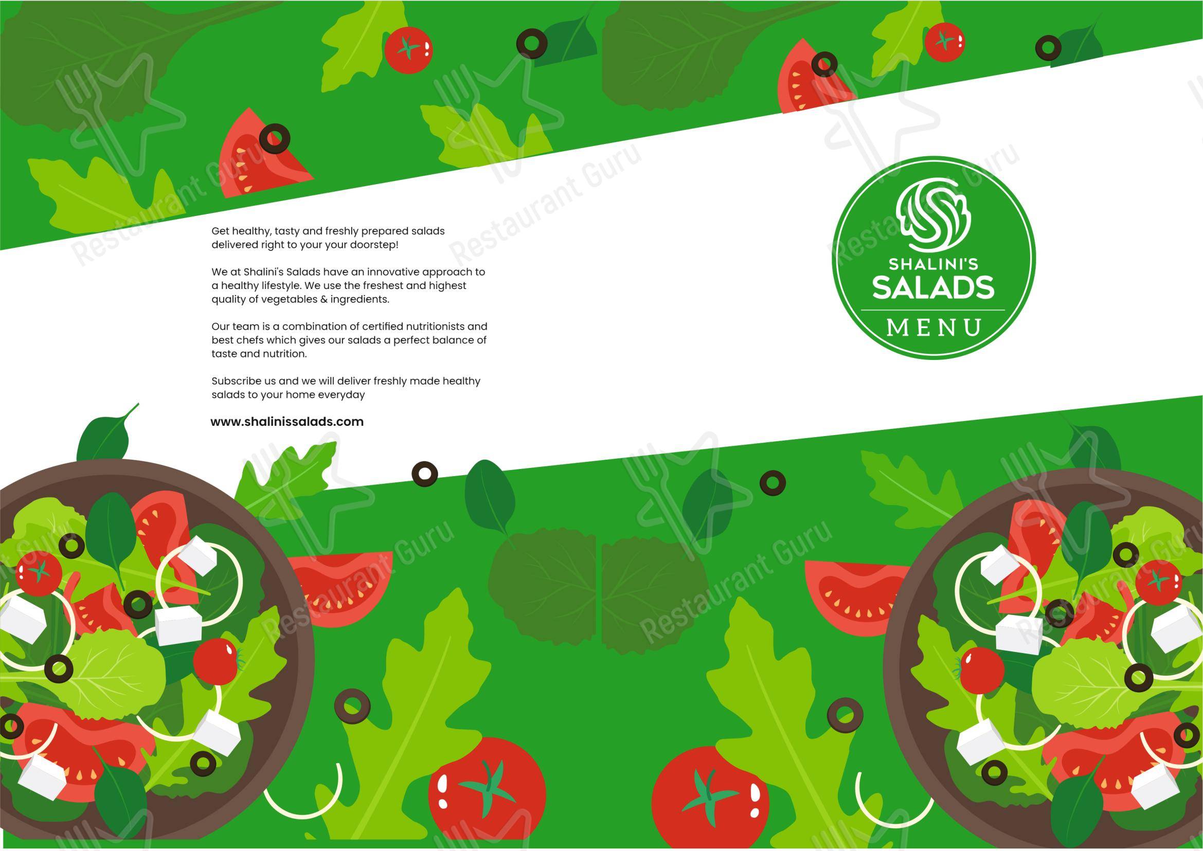 Shalini's Salads - Menu bar