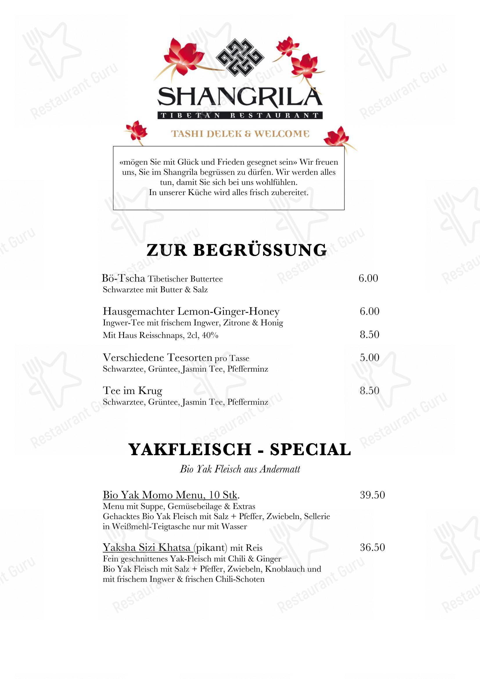Menu di Shangrila Tibet Restaurant - Menu