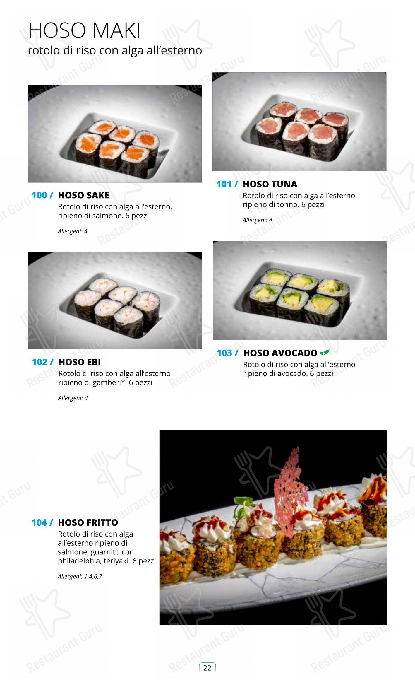 Menu di Sushi City Como - piatti e bevande