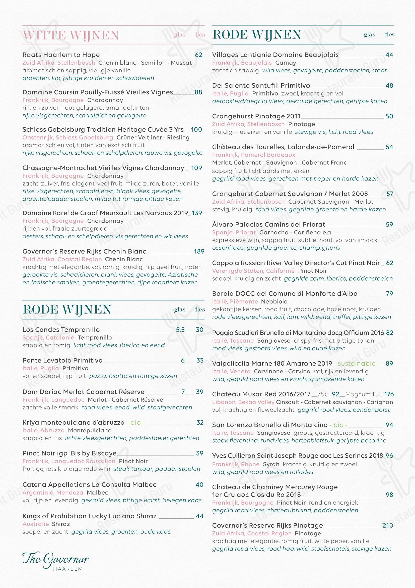 Menu pour The Governor - Детское