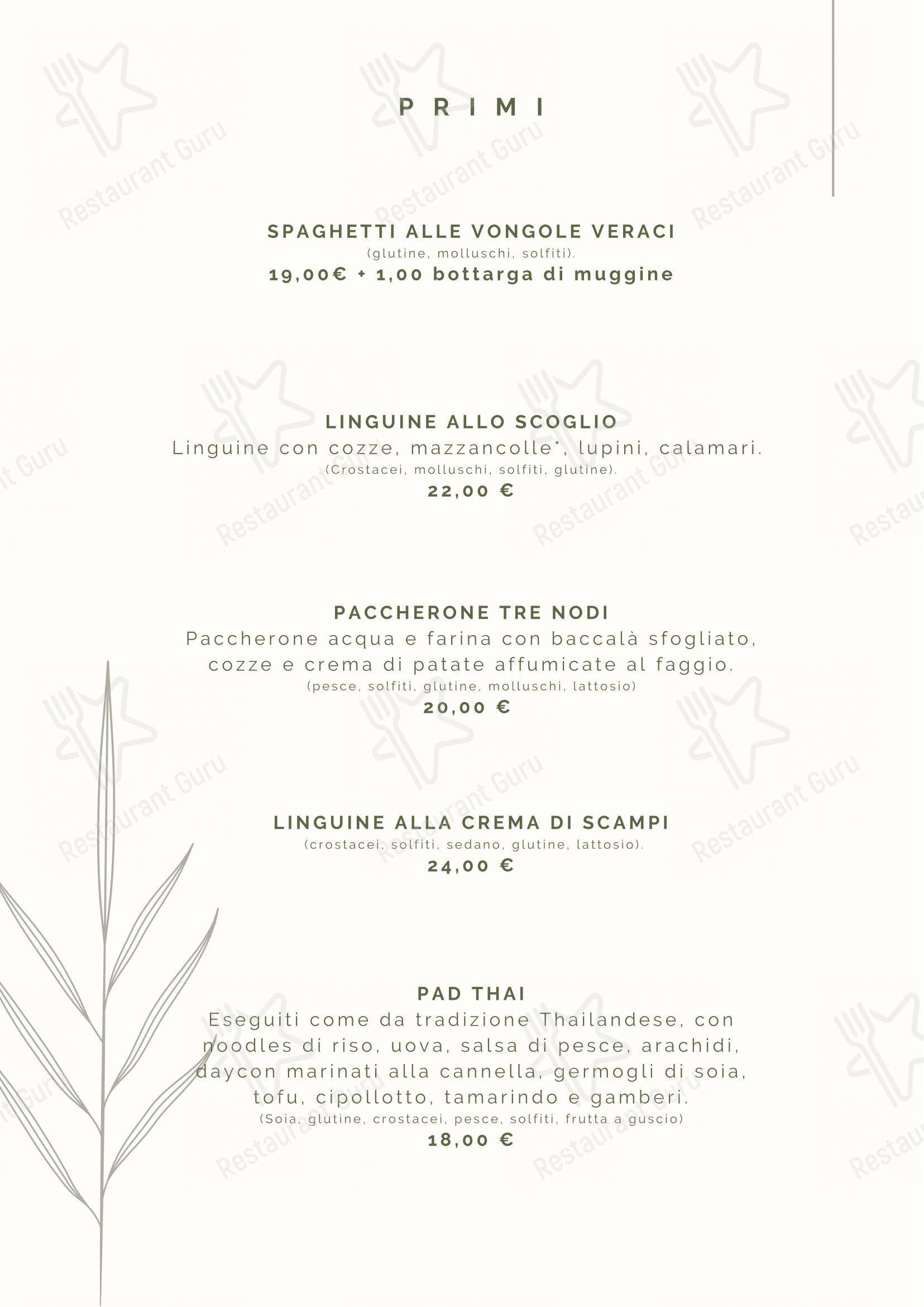 Tre Nodi Ristorante & Beach Bar in Fiumicino - Основное меню