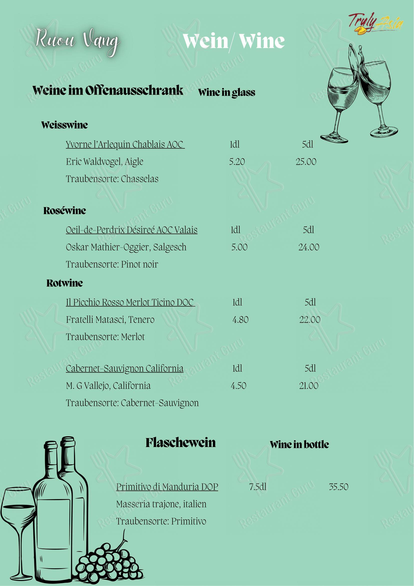 Menu per Truly Asia in Interlaken