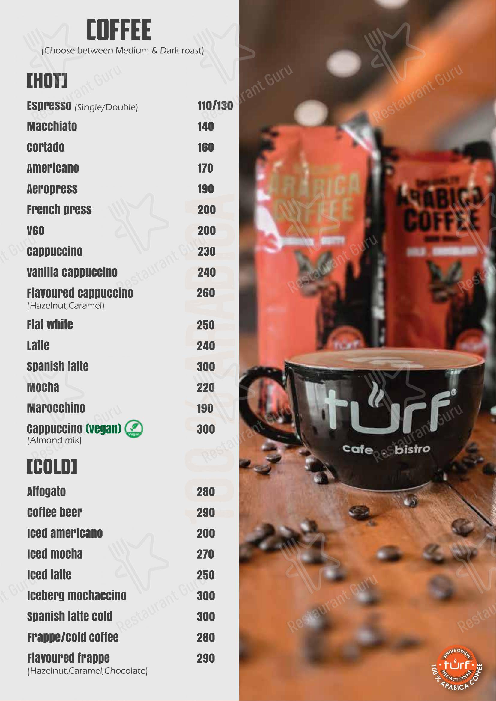 Menu for Turf Cafe in Thiruvananthapuram