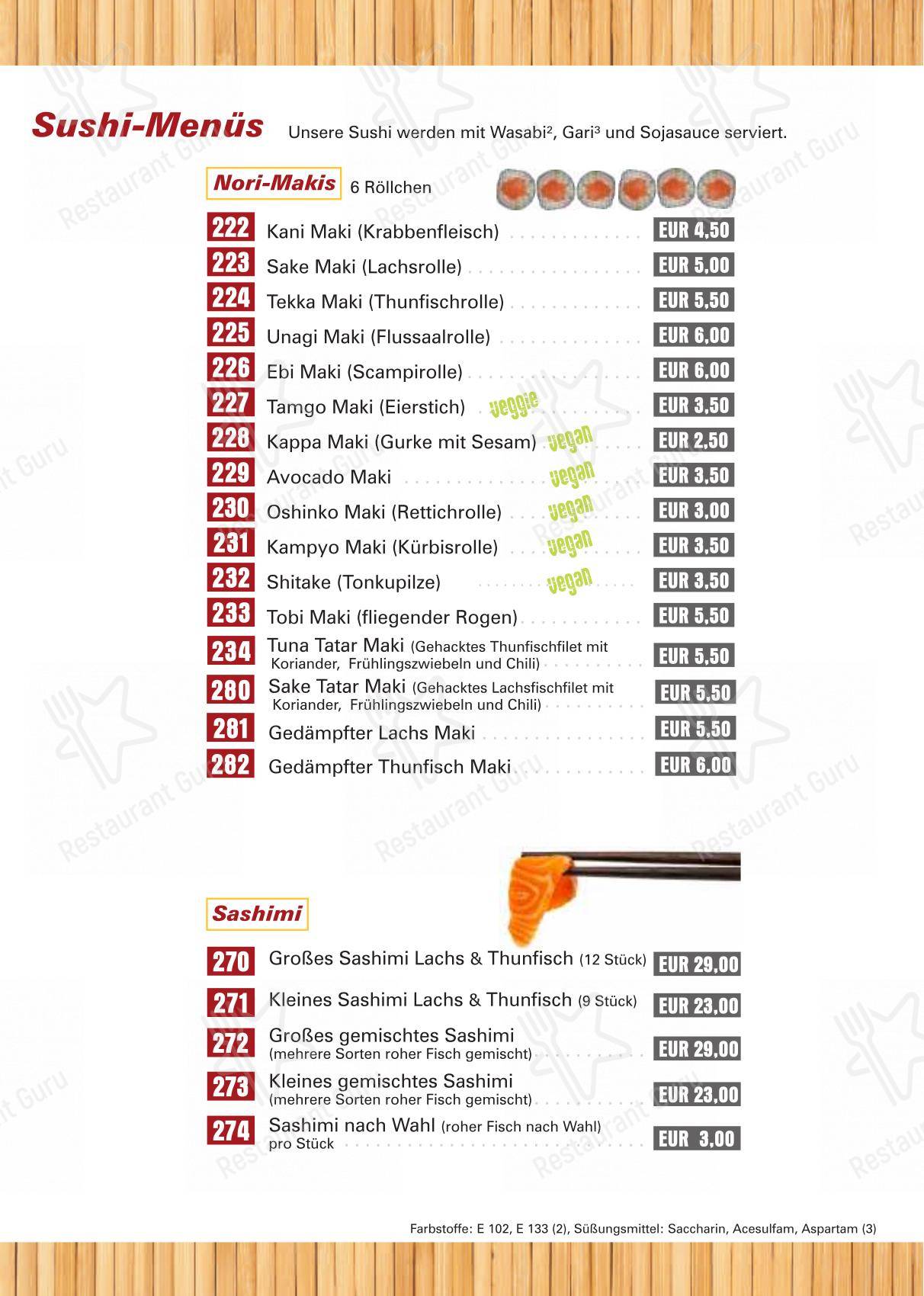 Menu pour Umeshu Sushibar & Takeaway restaurant