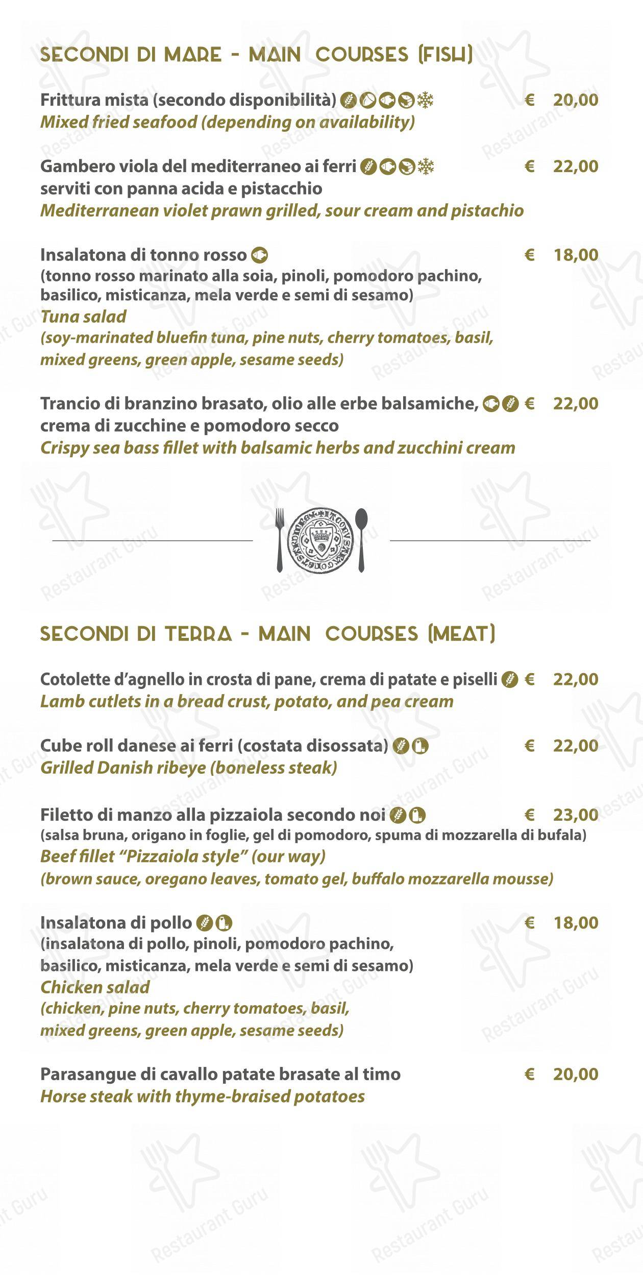 Menu di Zenith Ristorante Pizzeria Enoteco - Menu bar