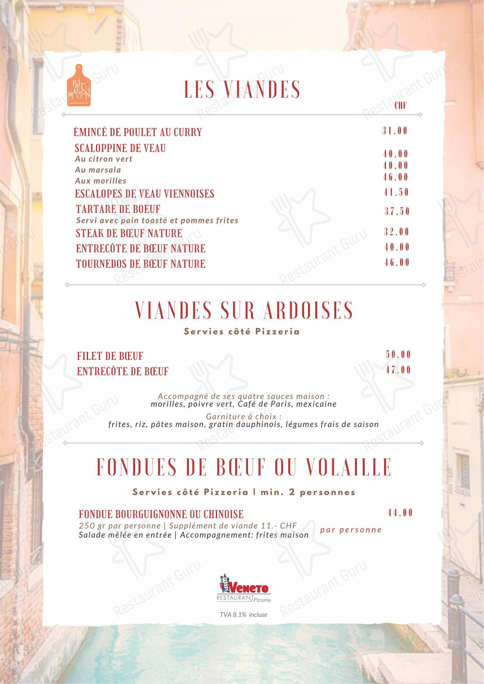 le Veneto in La Tour-de-Peilz - Menu bar