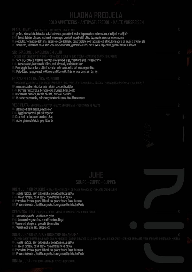 Menu di Riva Bistro (Rovinj) 