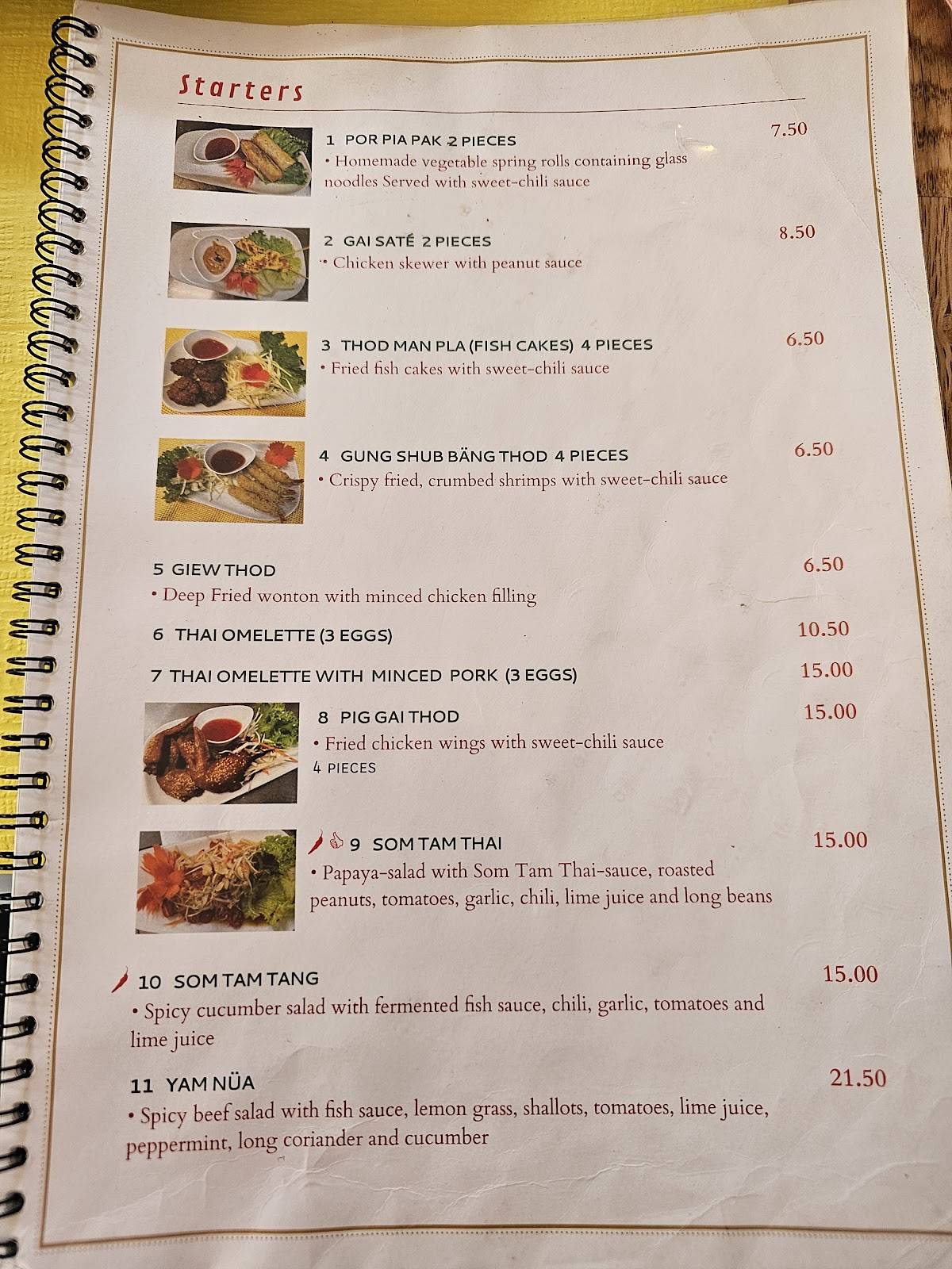 Menu di sri manee Isaan Thai House 