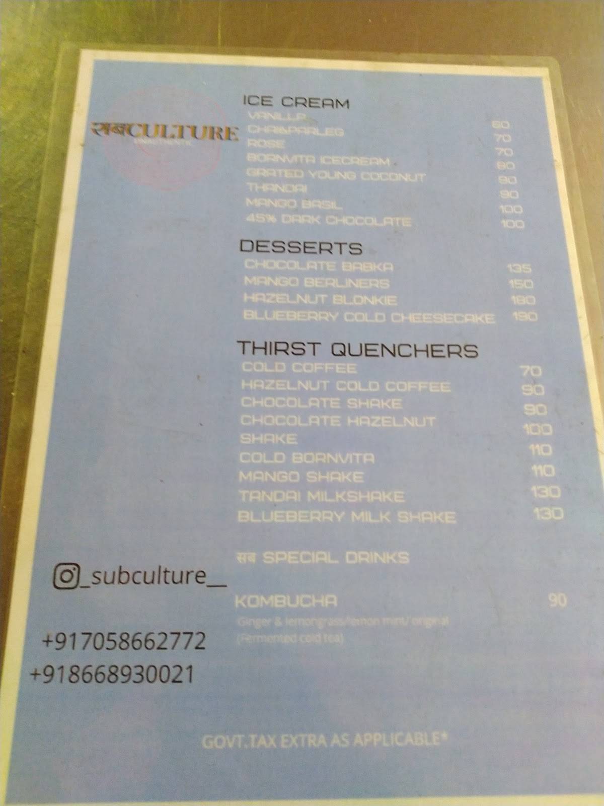 subculture menu