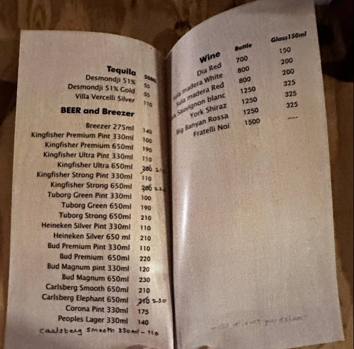 the sawmill cafe bar menu