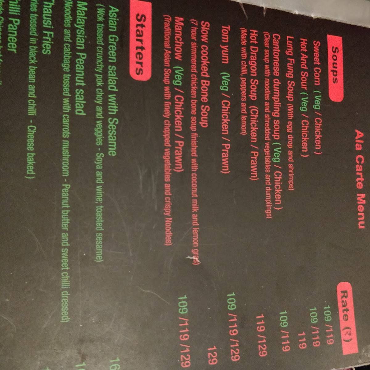Tago Restaurant menu