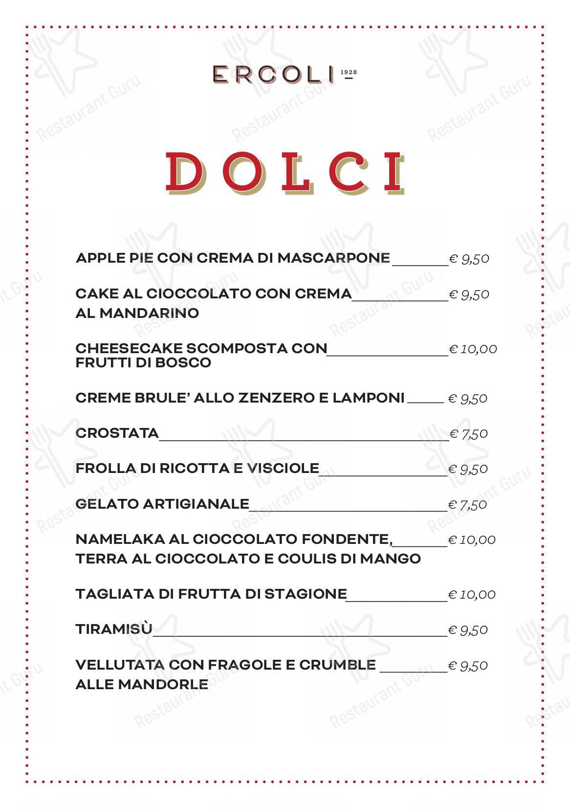 Menu di Ercoli 1928 Prati - Крафт меню