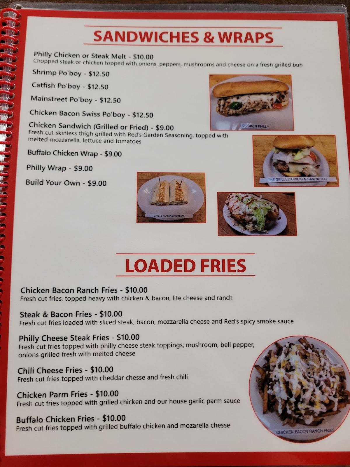 Menu at Reds Grub Shack restaurant, Grantville