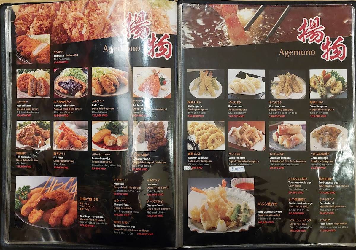 Menu at 和食処 花さ伊 restaurant, Ho Chi Minh City