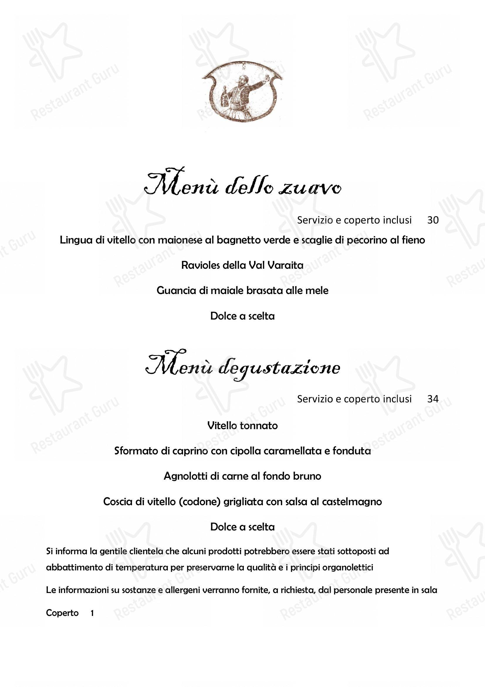 Il Nuovo Zuavo in Cuneo - Grill menu