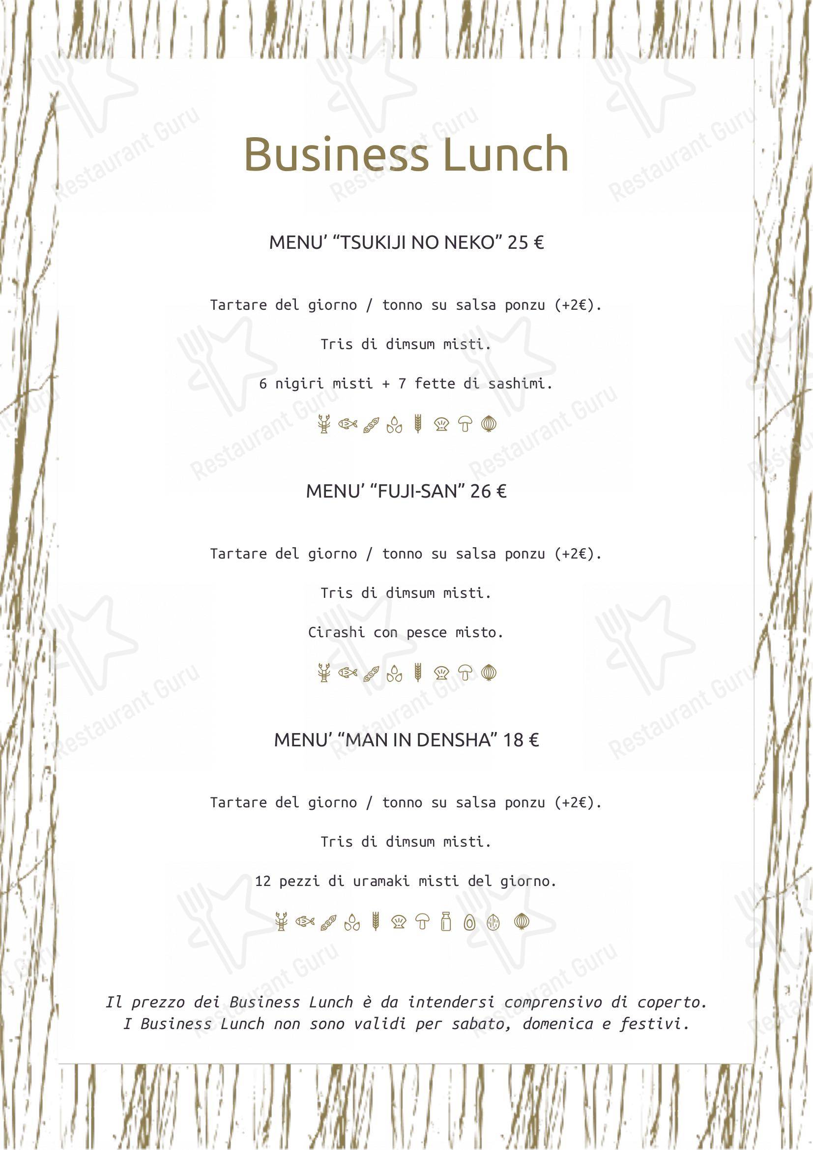 Menu per MU dimsum in Milano