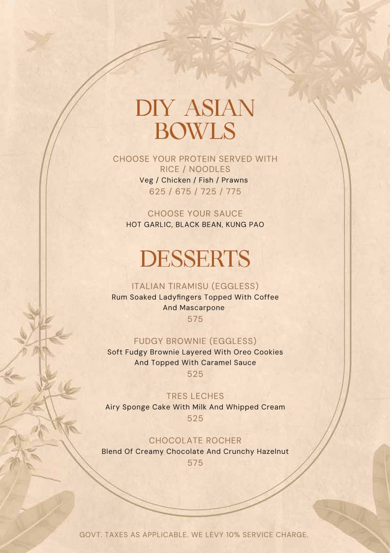 1 Oak menu