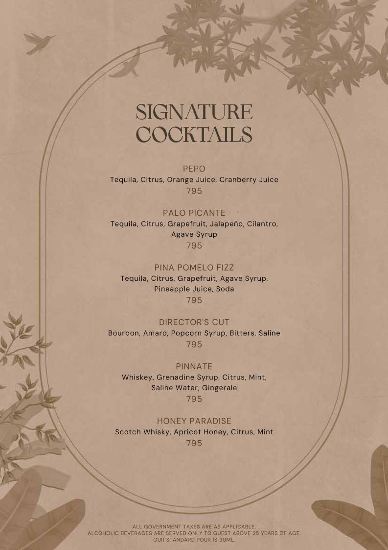 1 Oak menu
