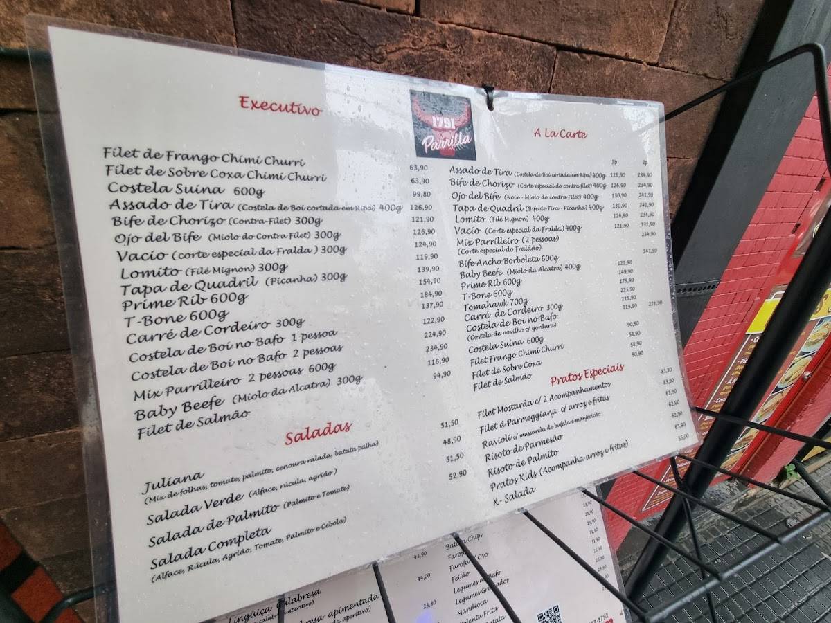 1791 PARRILLA cardápio