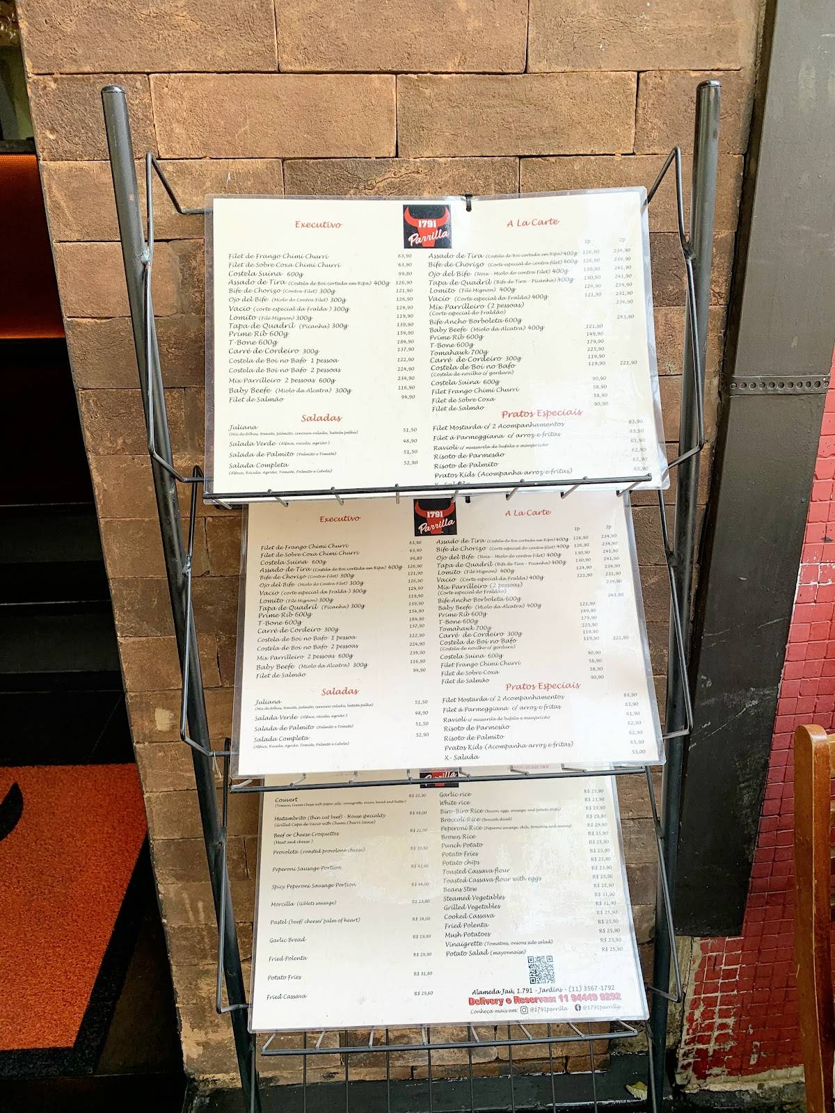 1791 PARRILLA cardápio