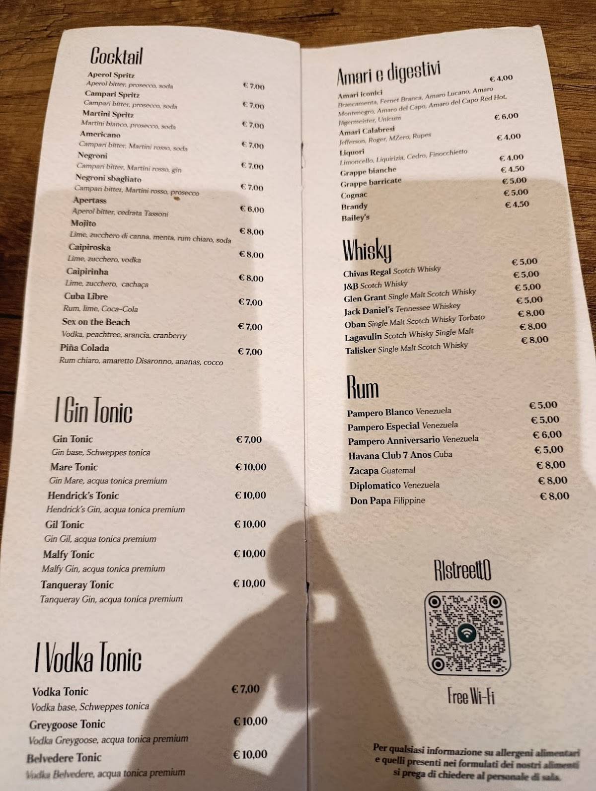 Menu di 1999 il Ristorante Porto di Maratea 