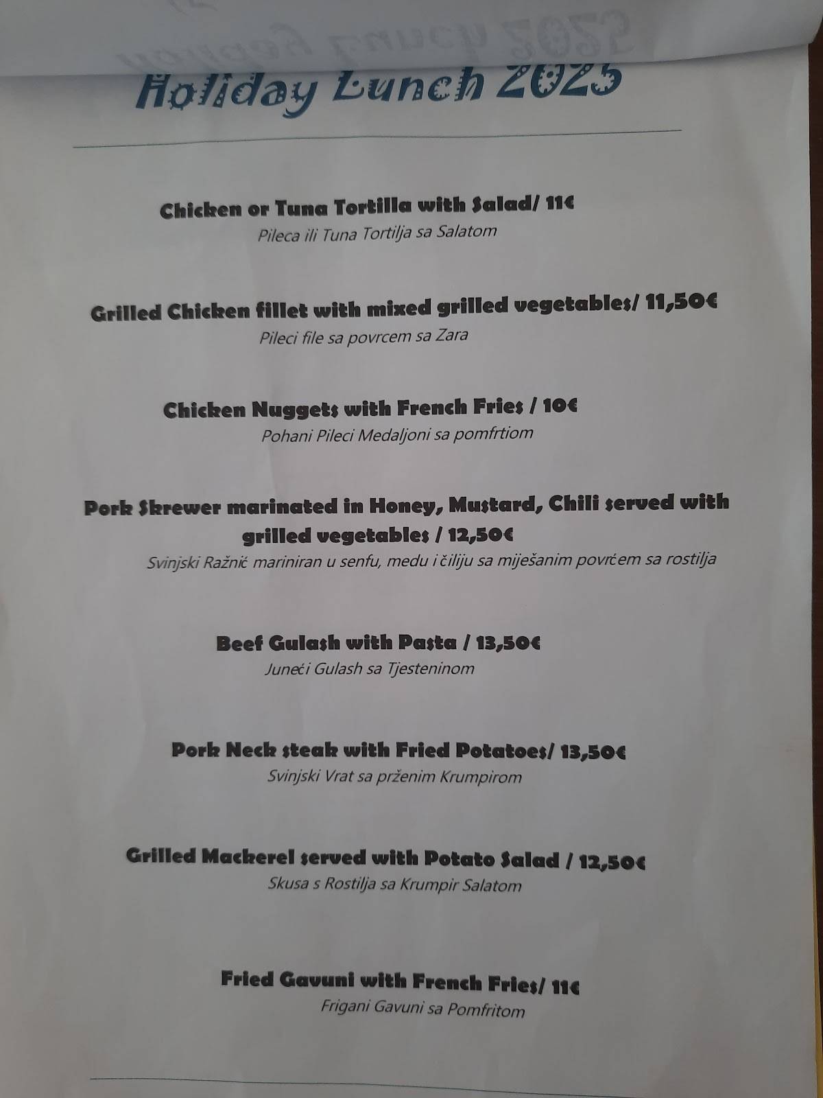Menu di 2 Monkeys 