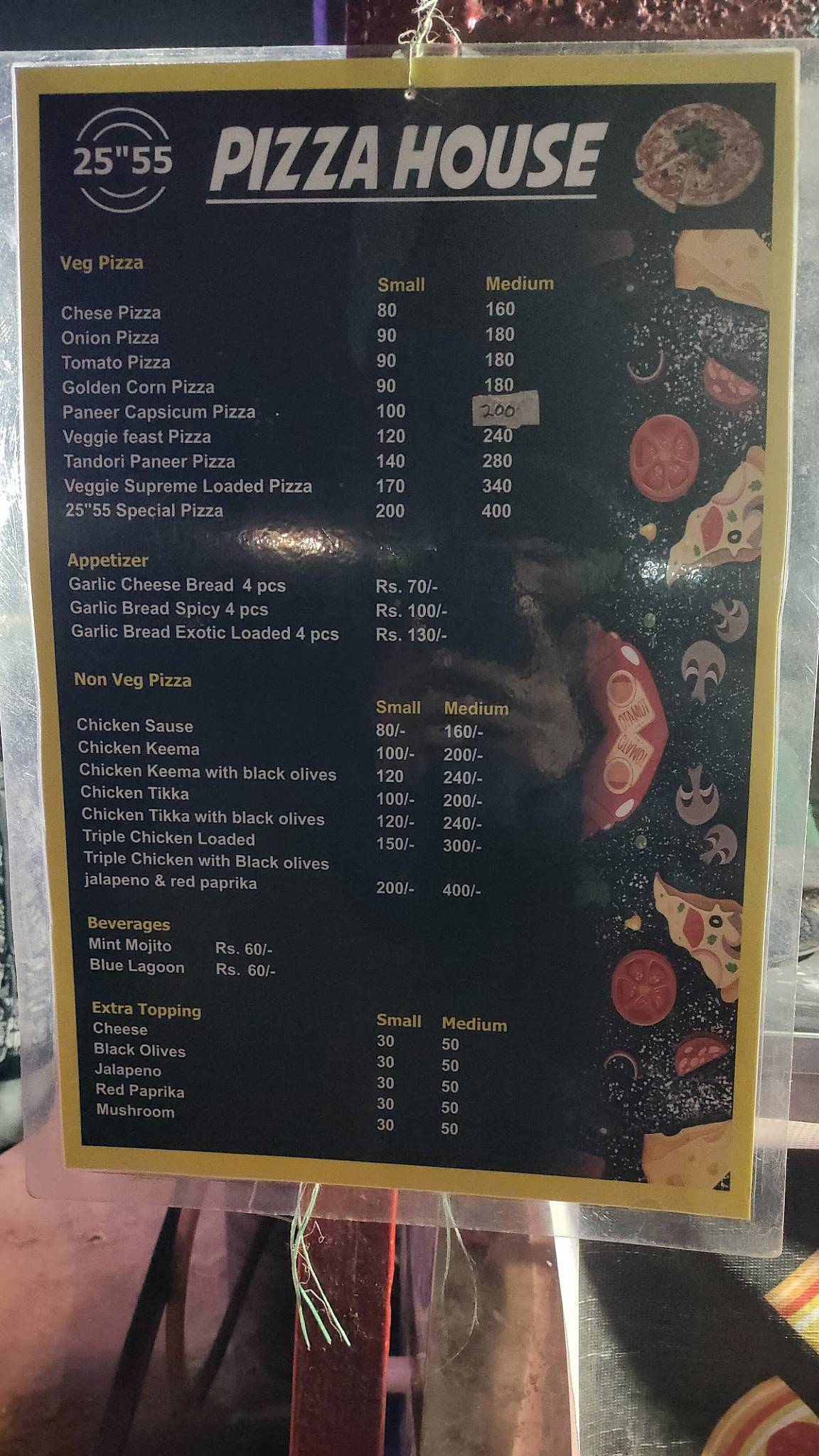 25-55 PIZZA HOUSE menu