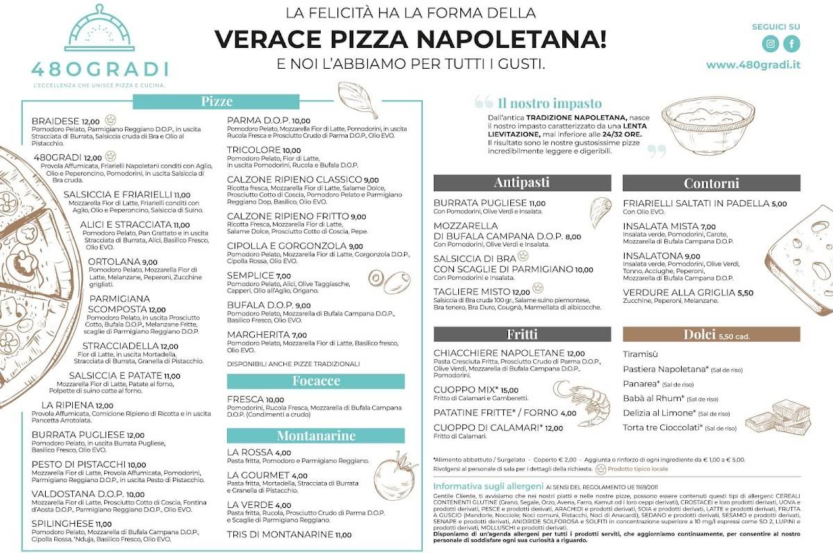 Menu di 480gradi Bra • Pizzeria Ristorante 