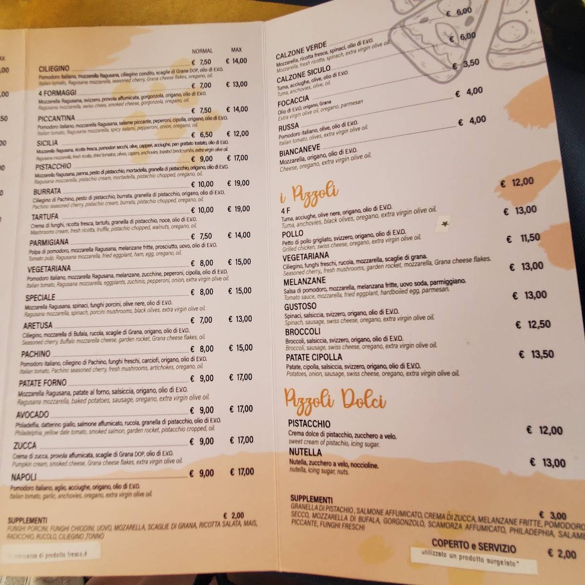 Menu di 4Formaggi_Ortigia Pizzeria Ristorante 