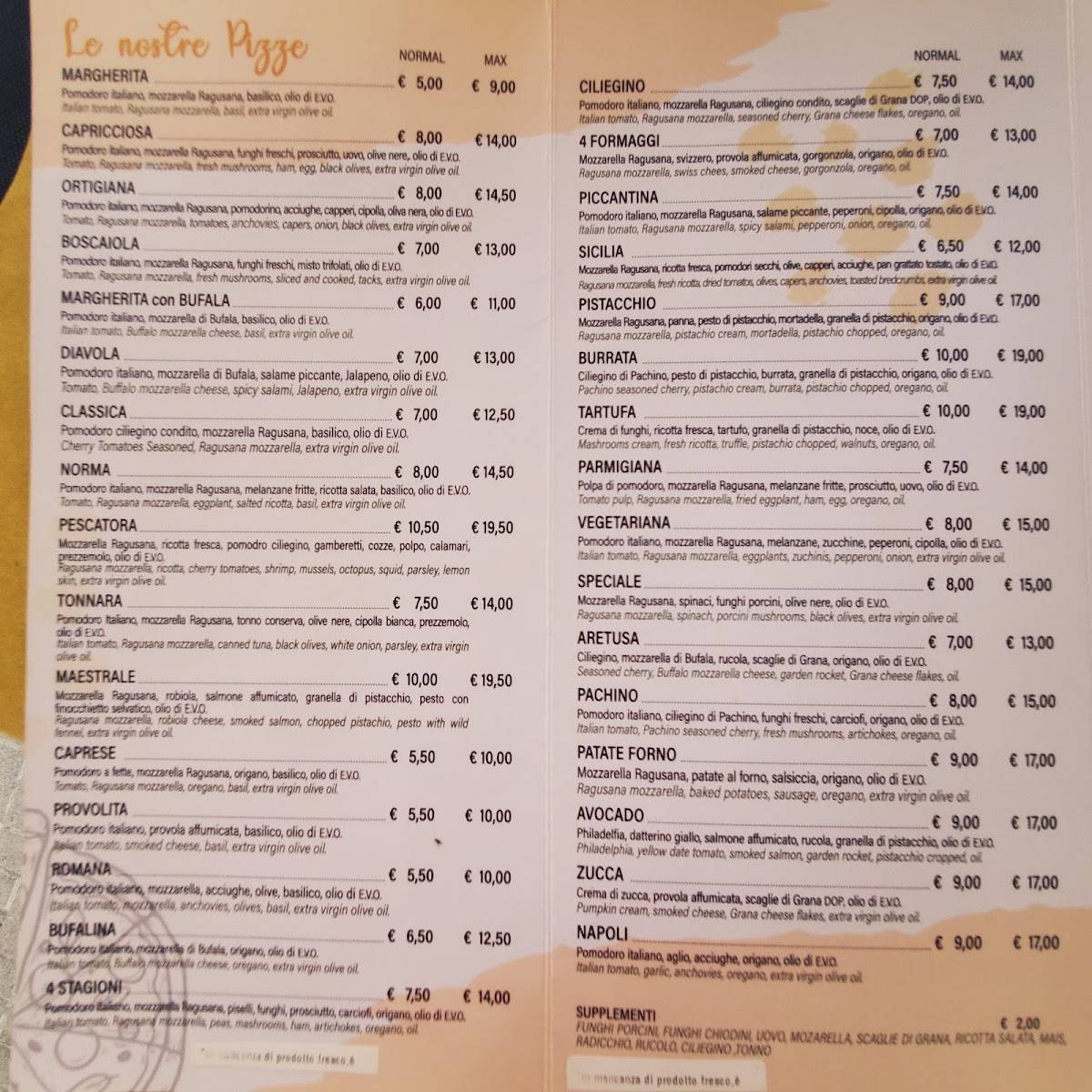 Menu di 4Formaggi_Ortigia Pizzeria Ristorante 