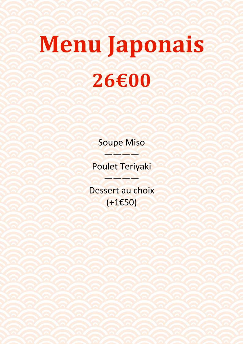 Menu de Restaurant 7 Et 7 Pau