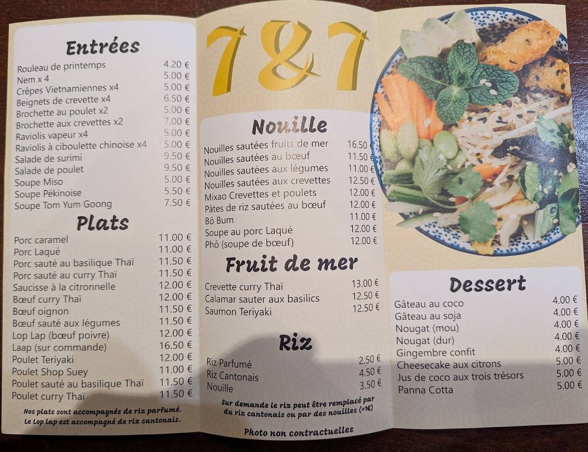 Menu de Restaurant 7 Et 7 Pau