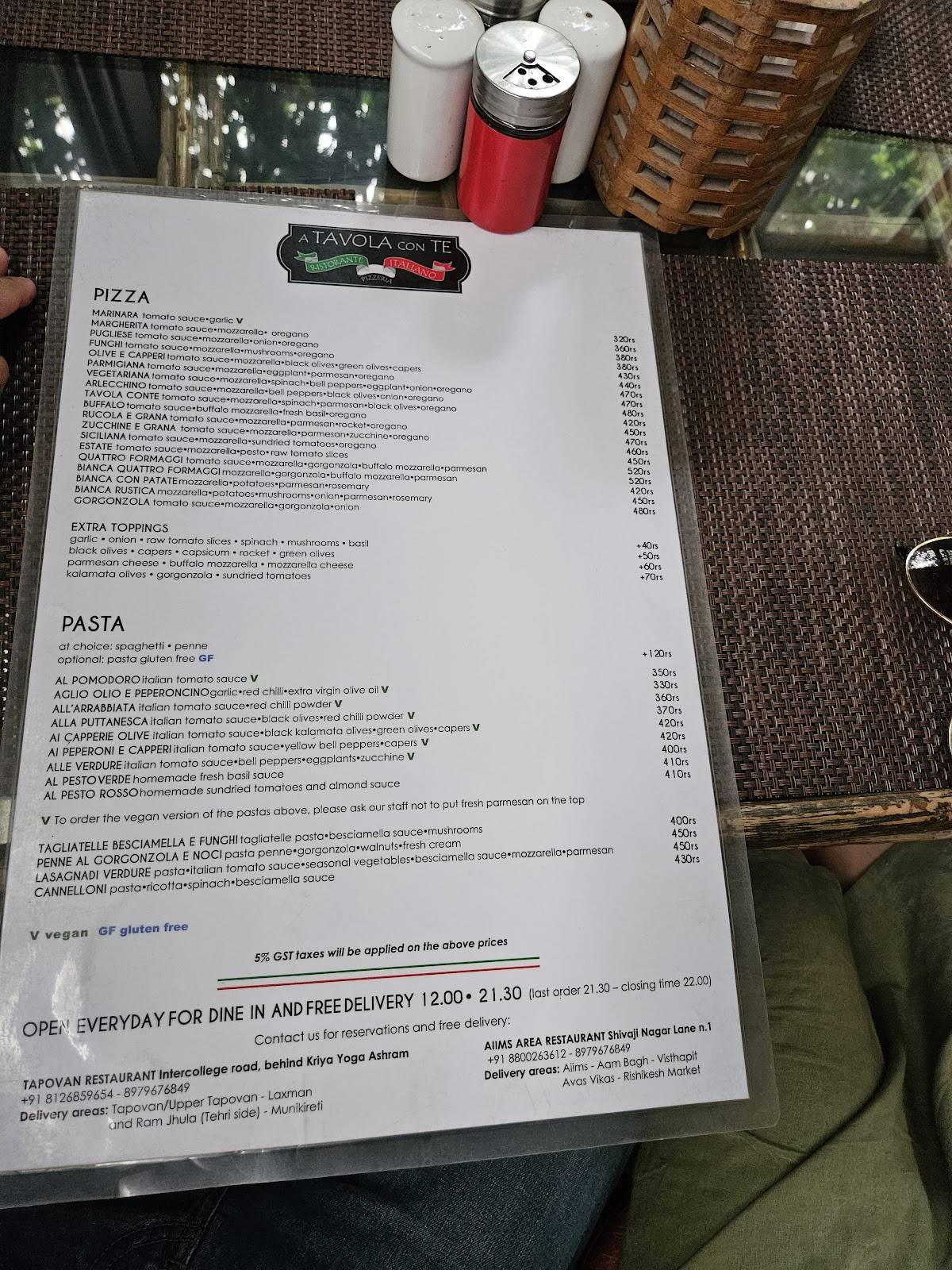 A Tavola Con Te menu