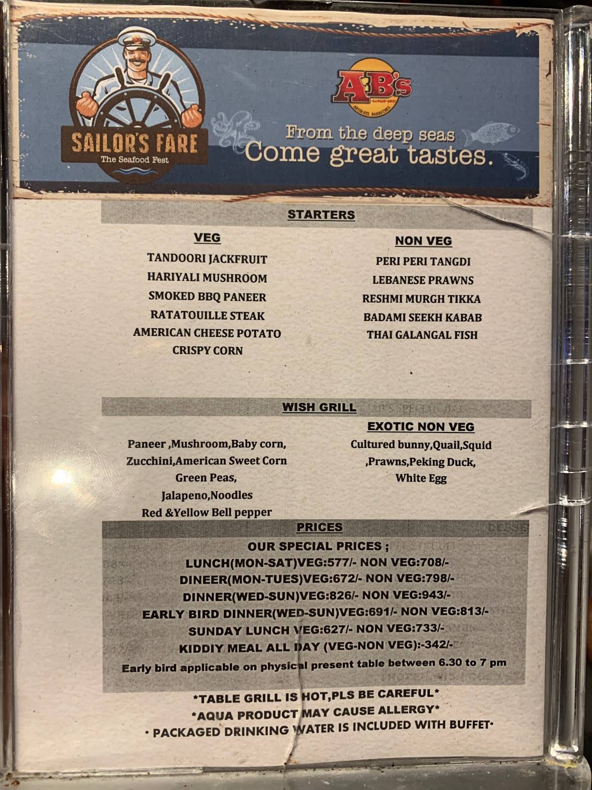 Menu at AB's Absolute Barbecues Inorbit Mall, Hyderabad, Hyderabad, T02 fifth floor