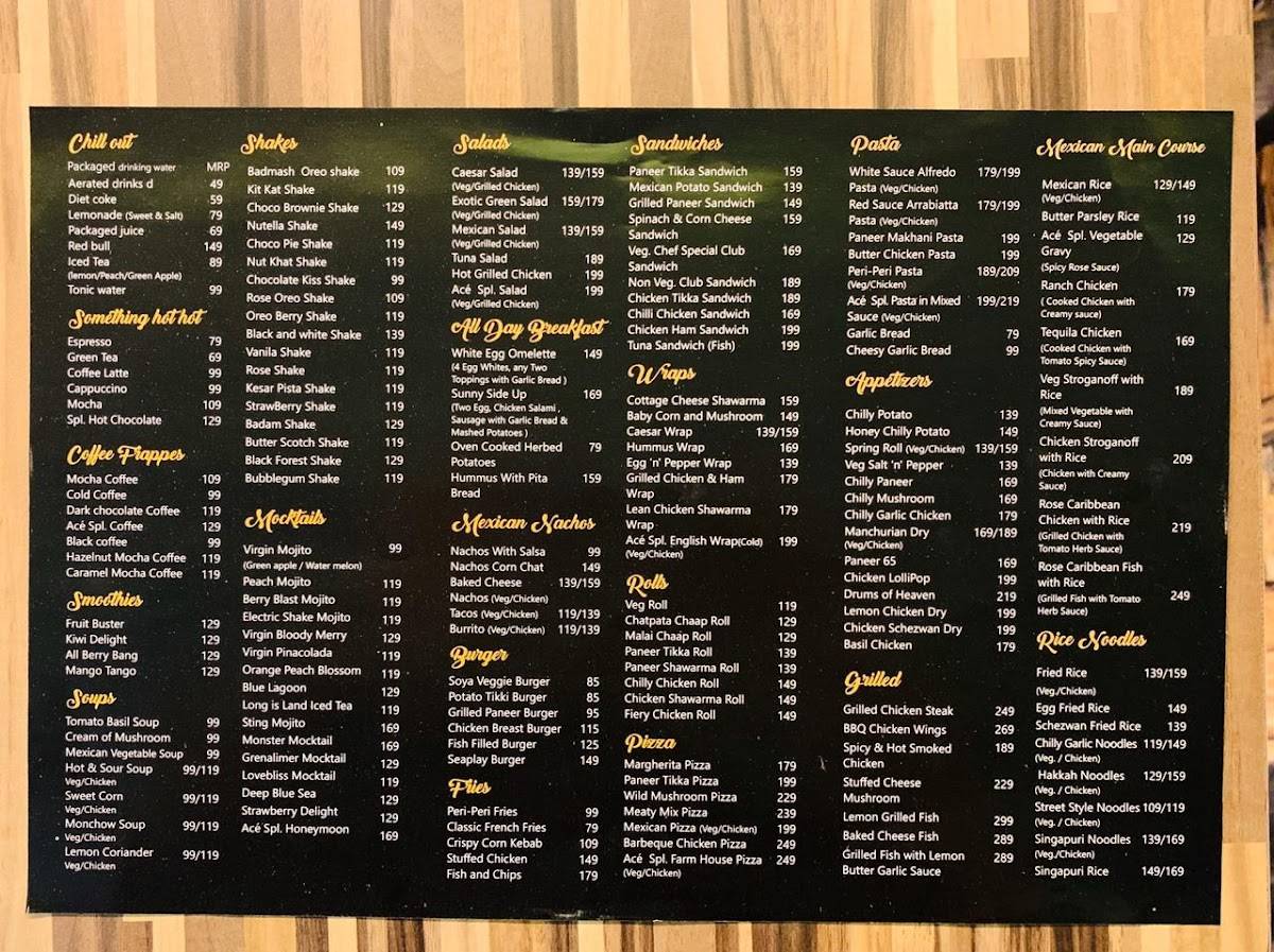ACE CAFE menu