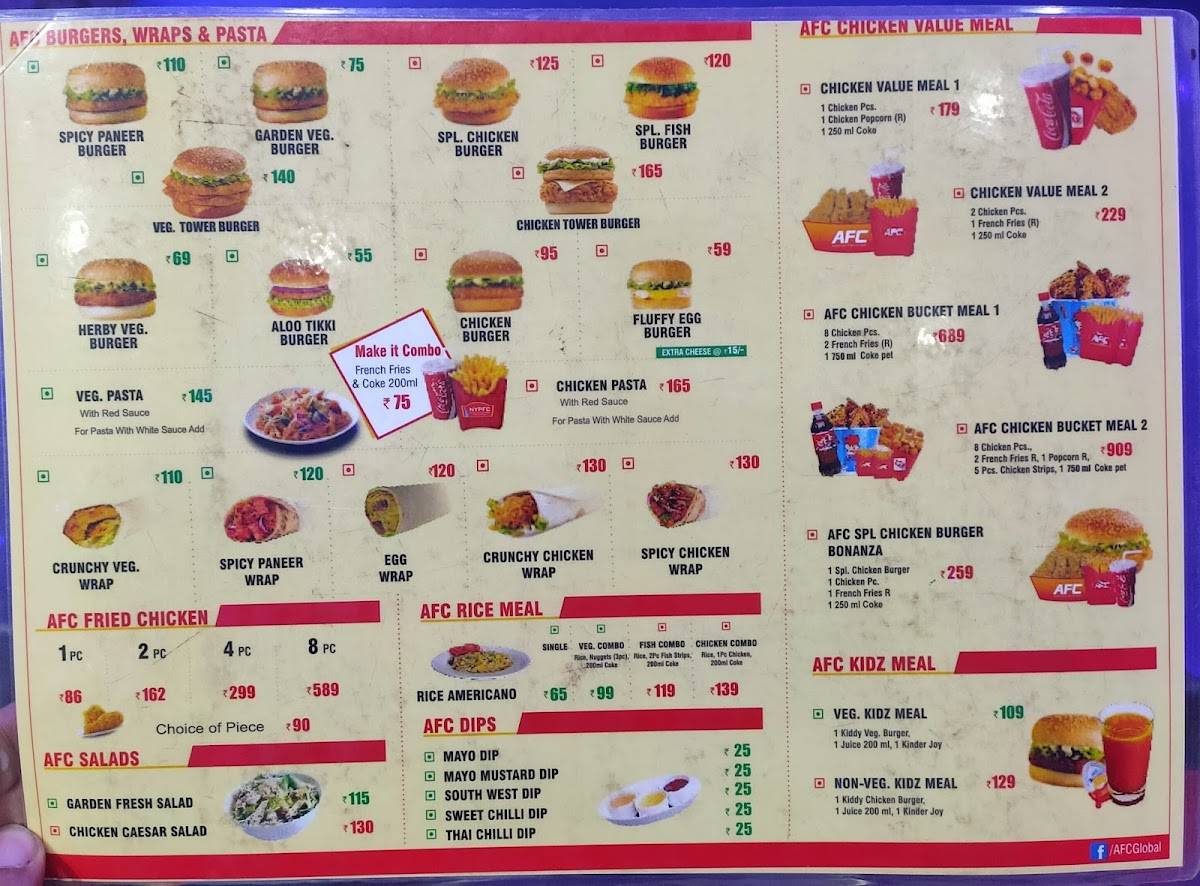 AFC AMERICAN FRIED CHICKEN menu