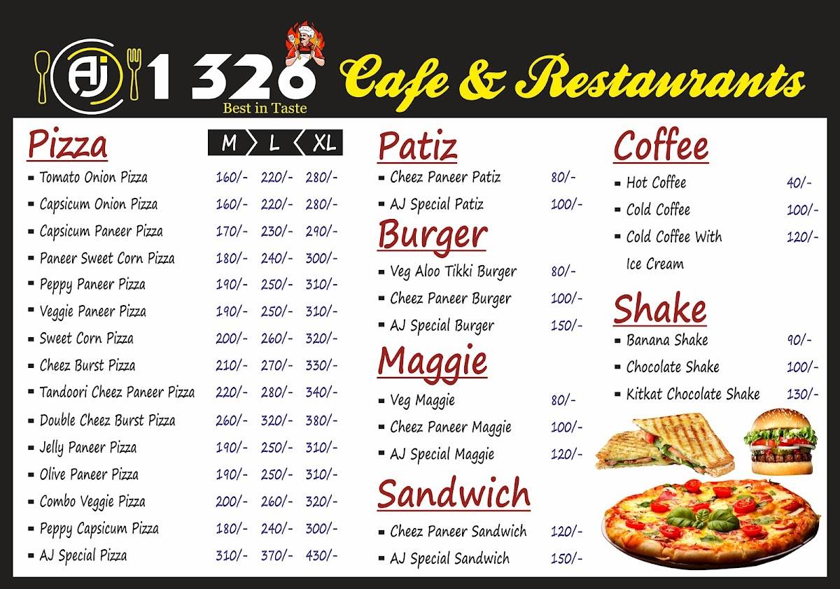 AJ1326 Cafe menu