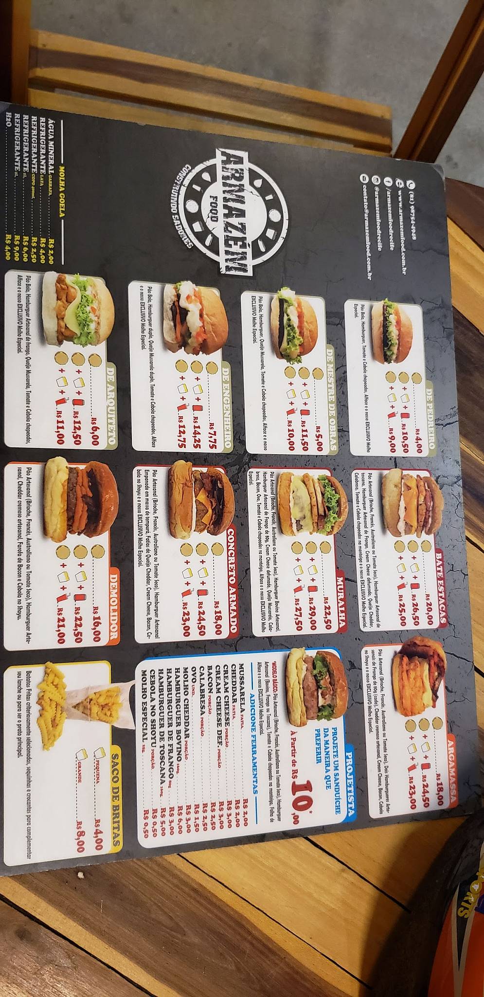 Armazém Food cardápio