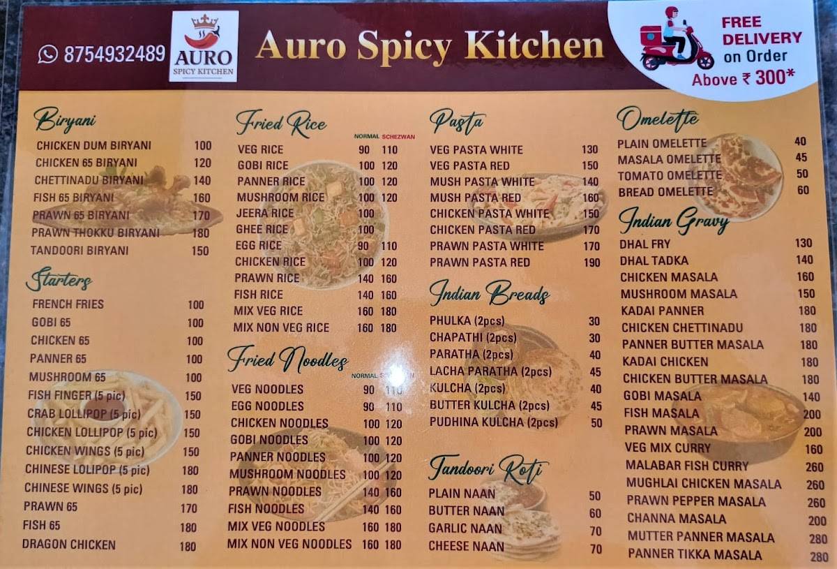 AURO SPICY KITCHEN menu